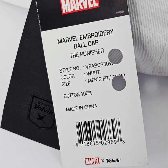 Volvik Men's Marvel Punisher White & Black Strap Back Baseball Cap One Size NWTF - Picture 11 of 11